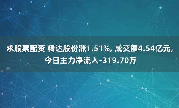 求股票配资 精达股份涨1.51%, 成交额4.54亿元, 今日主力净流入-319.70万